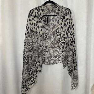 Black White Animal Print plus size sheer shawl 2 pairs earrings gift set Easter